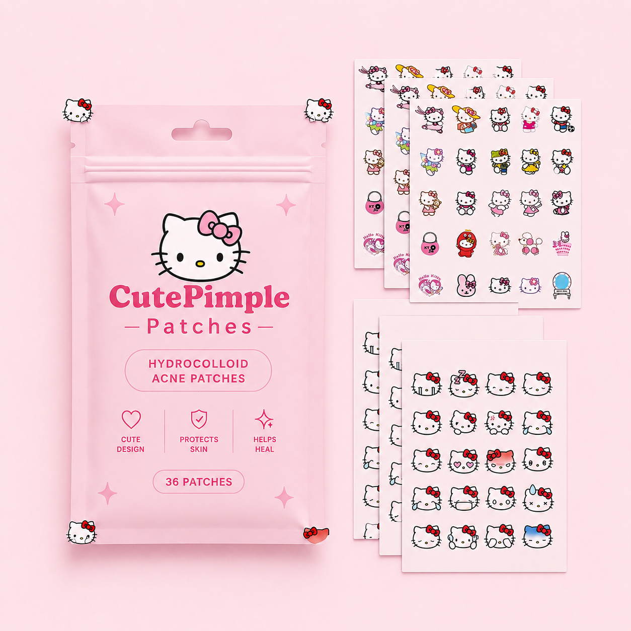 Hello Kitty® Invisible Acne Patches — Hydrocolloid Pimple Stickers
